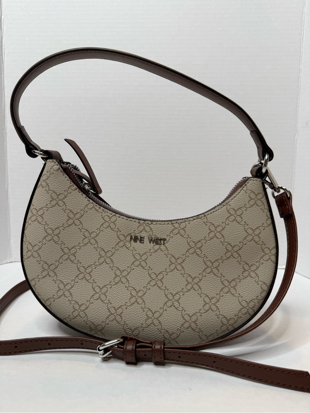 Nine West Beige and Brown Crescent Shoulder Bag